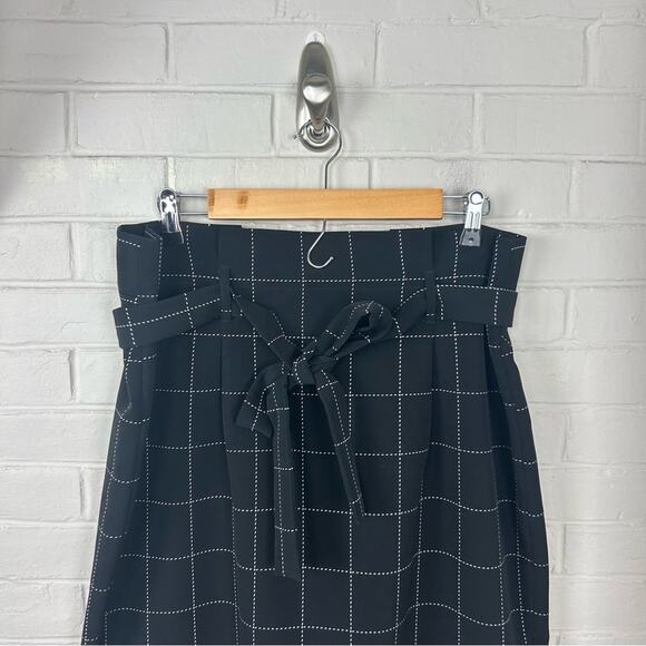 Liz Claiborne Career Black Windowpane Tie Waist Skirt Size 14 - Picture 5 of 6